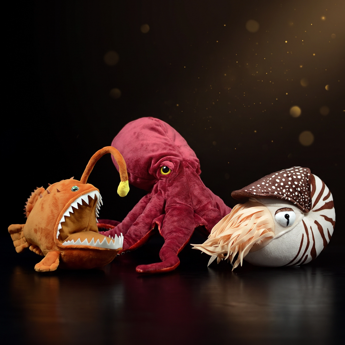 Zestaw 3 Stworzeń – Ocean: Ośmiornica, Anglerfish i Nautilus – pluszaki
